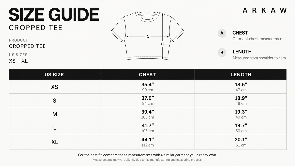 Three-Stripe Cropped Tee size guide