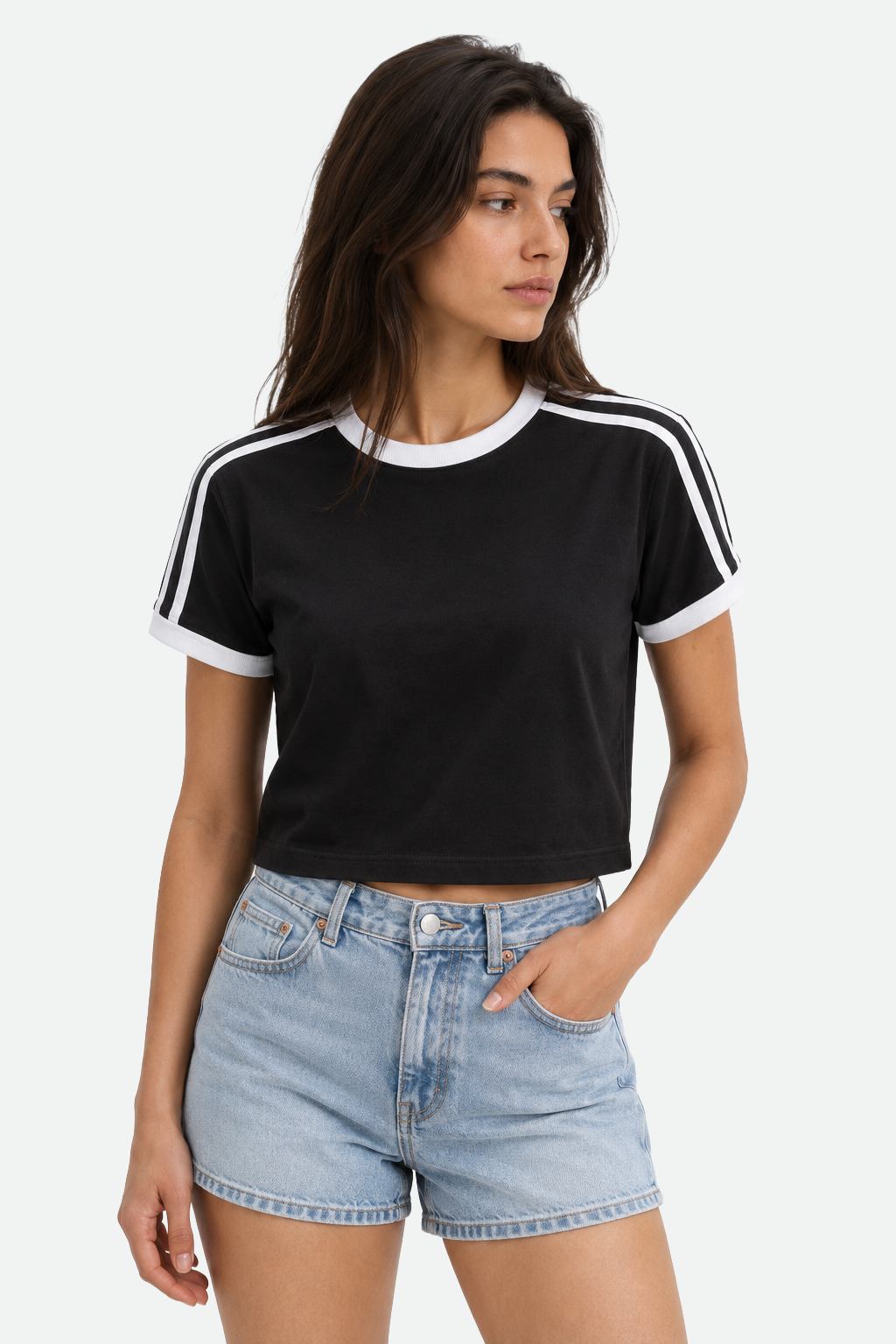Three-Stripe Cropped Tee